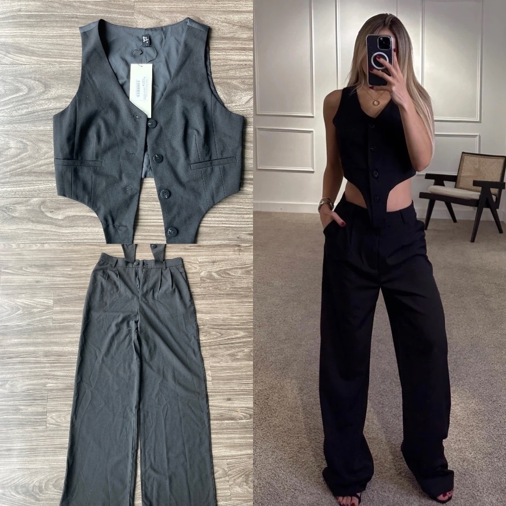 Hey Babe Garota Masi Matching Menswear Inspired Set Black New